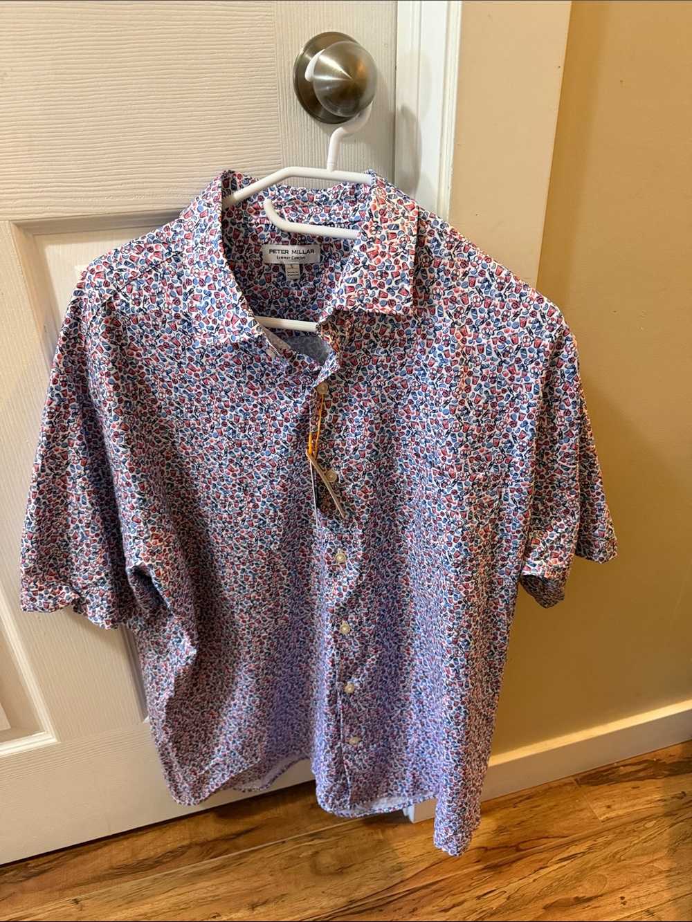 Peter Millar Short-Sleeve Floral Button-Down Shirt - Blue Red White